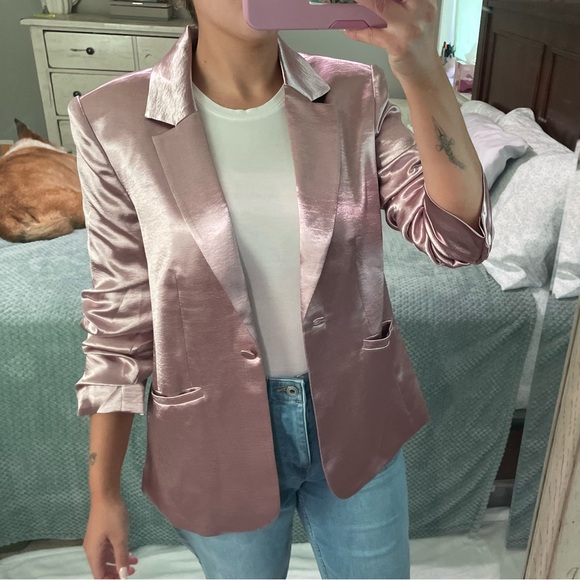 NWT Cinq a Sept pink Kylie blazer with scrunched sleeve - Picture 2 of 8